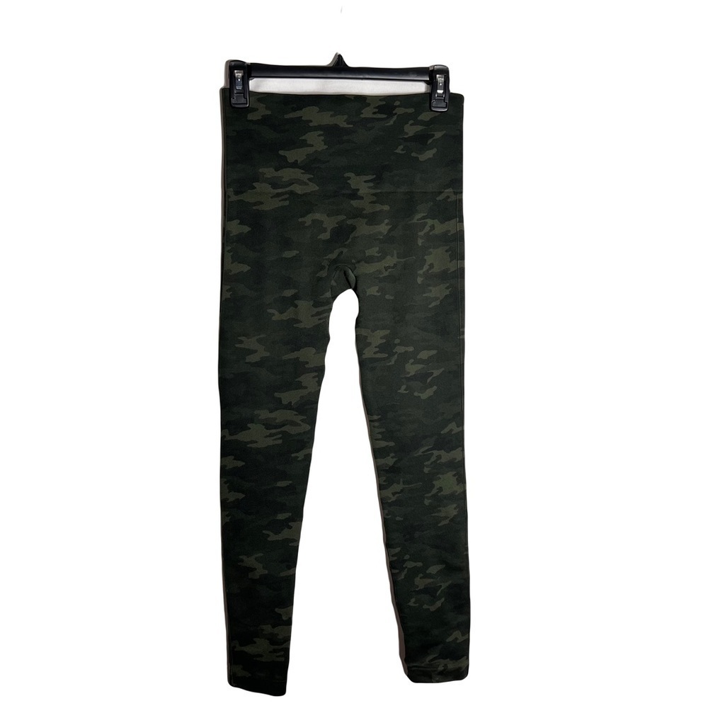Spanx Womens Look At Me Now Seamless Leggings Size M Camouflage Green Stretch